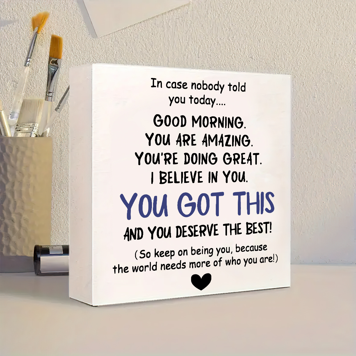 Office Furniture Hon - Inspirational Heart-Shaped wood Desk Ornament -