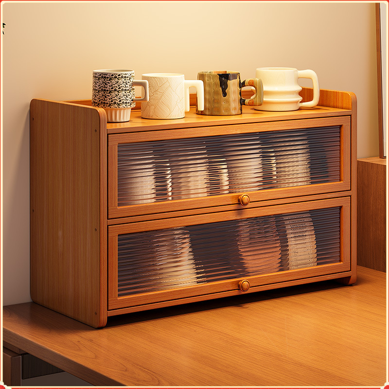 Room Divider Bamboo - High Transparent PET Dustproof Cup Storage