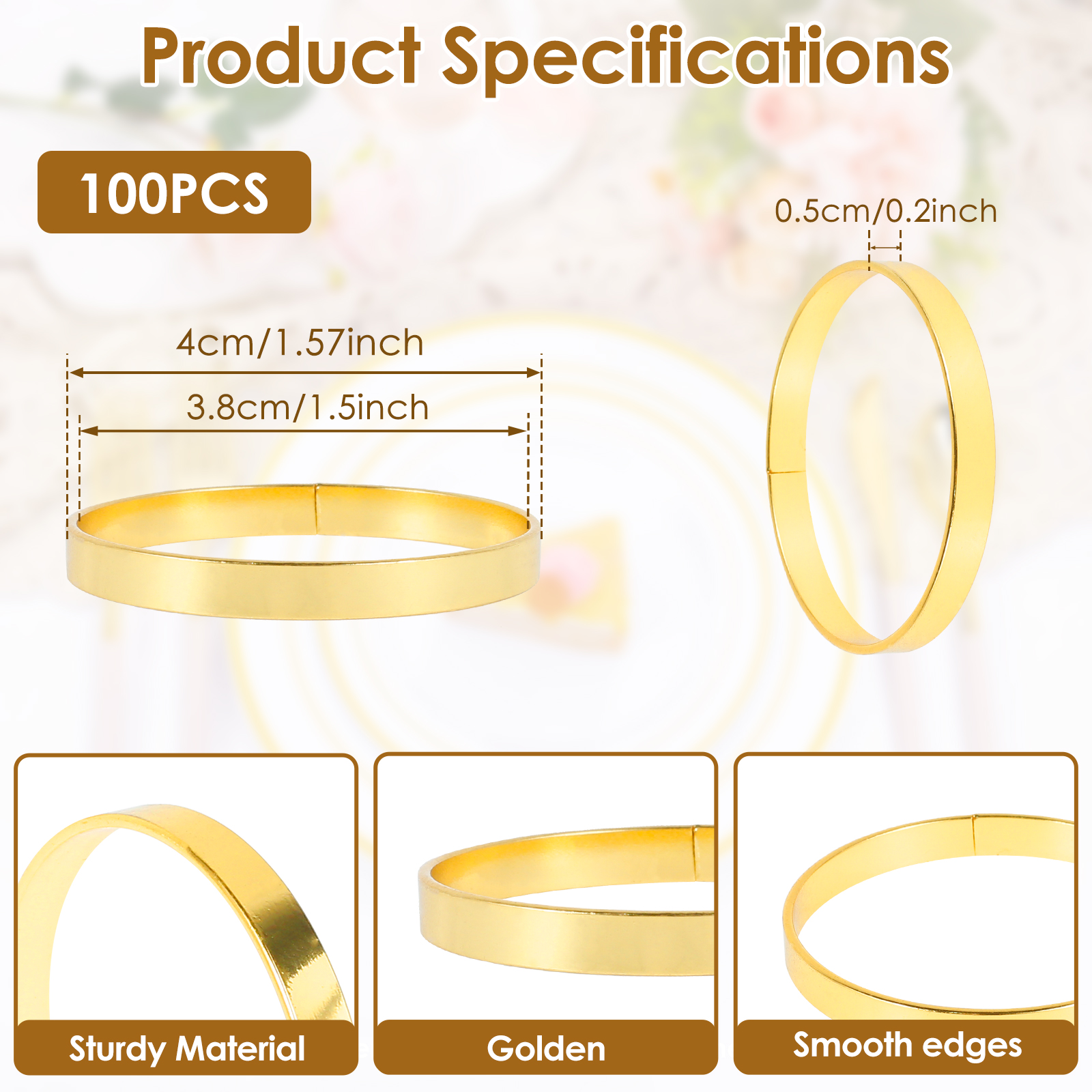 100pcs Round Golden Napkin Rin - Conference Table Round 리뷰 및 가격