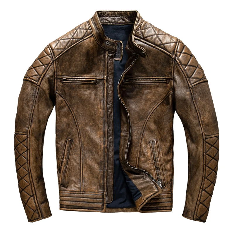 Vintage Men Leather Jacket Yel - Coat Rack Standing 리뷰 및 가격
