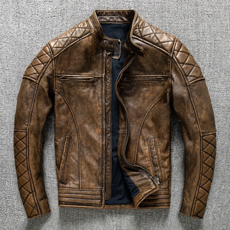 Vintage Men Leather Jacket Yel - Coat Rack Standing 리뷰 및 가격