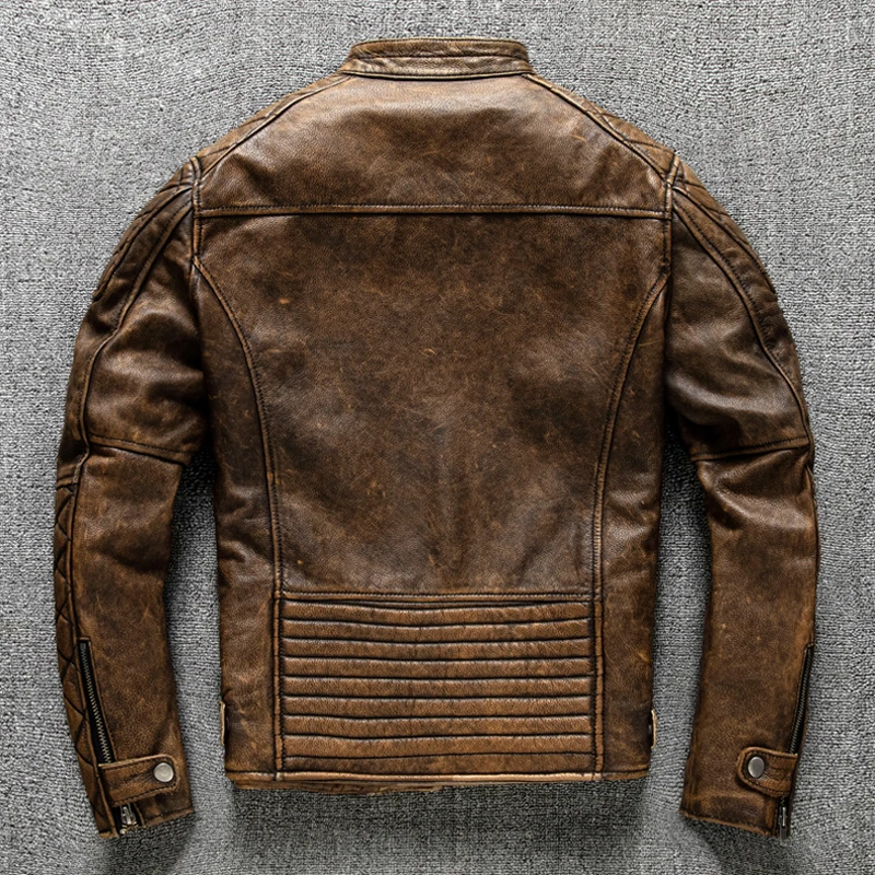 Vintage Men Leather Jacket Yel - Coat Rack Standing 리뷰 및 가격