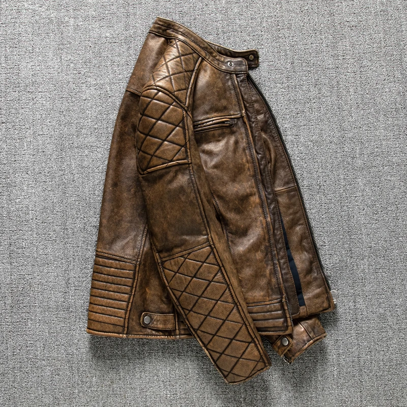 Vintage Men Leather Jacket Yel - Coat Rack Standing 리뷰 및 가격