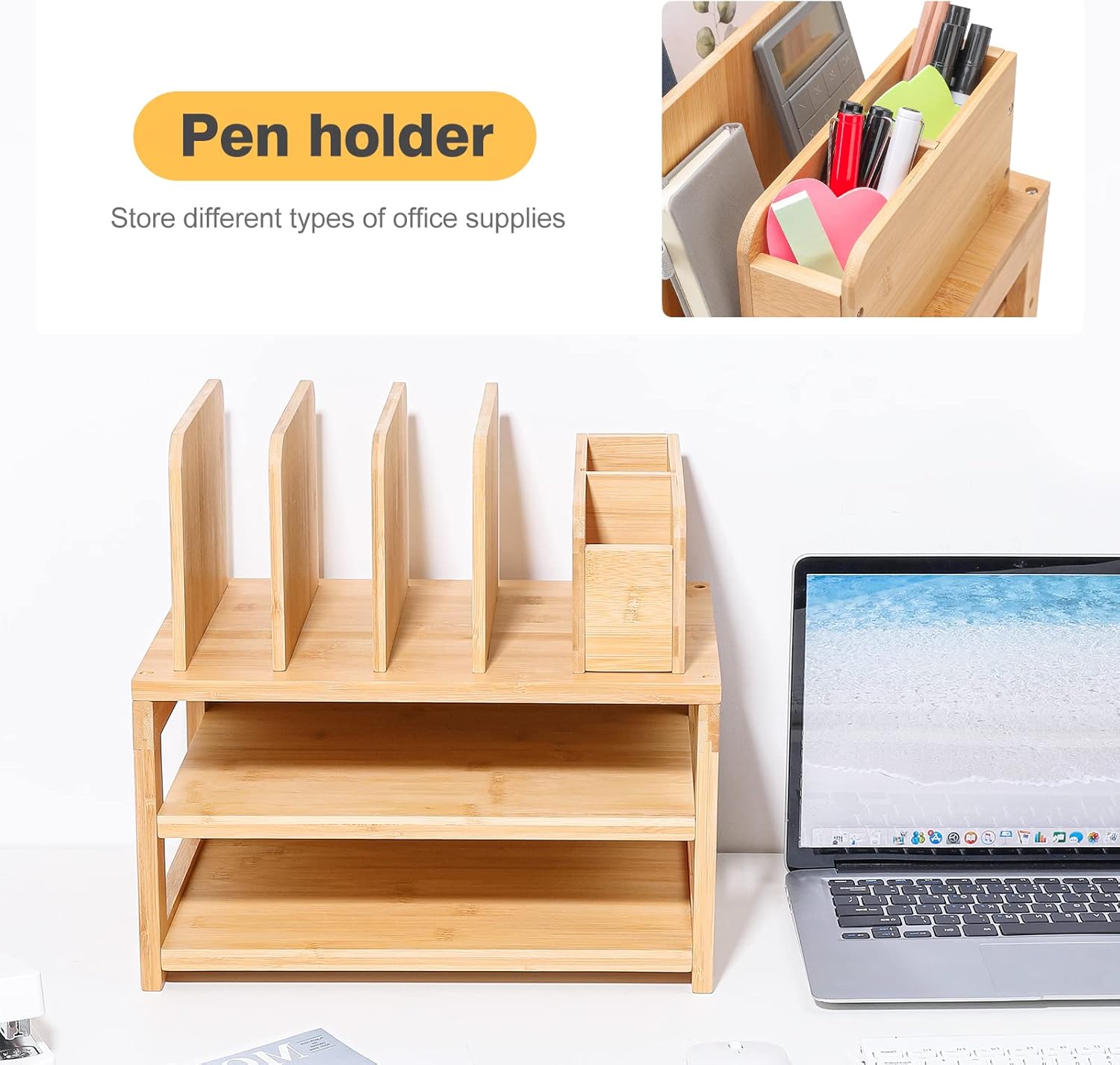 Office Desk Storage Bamboo Des - Desktop Filing Tray 리뷰 및 가격