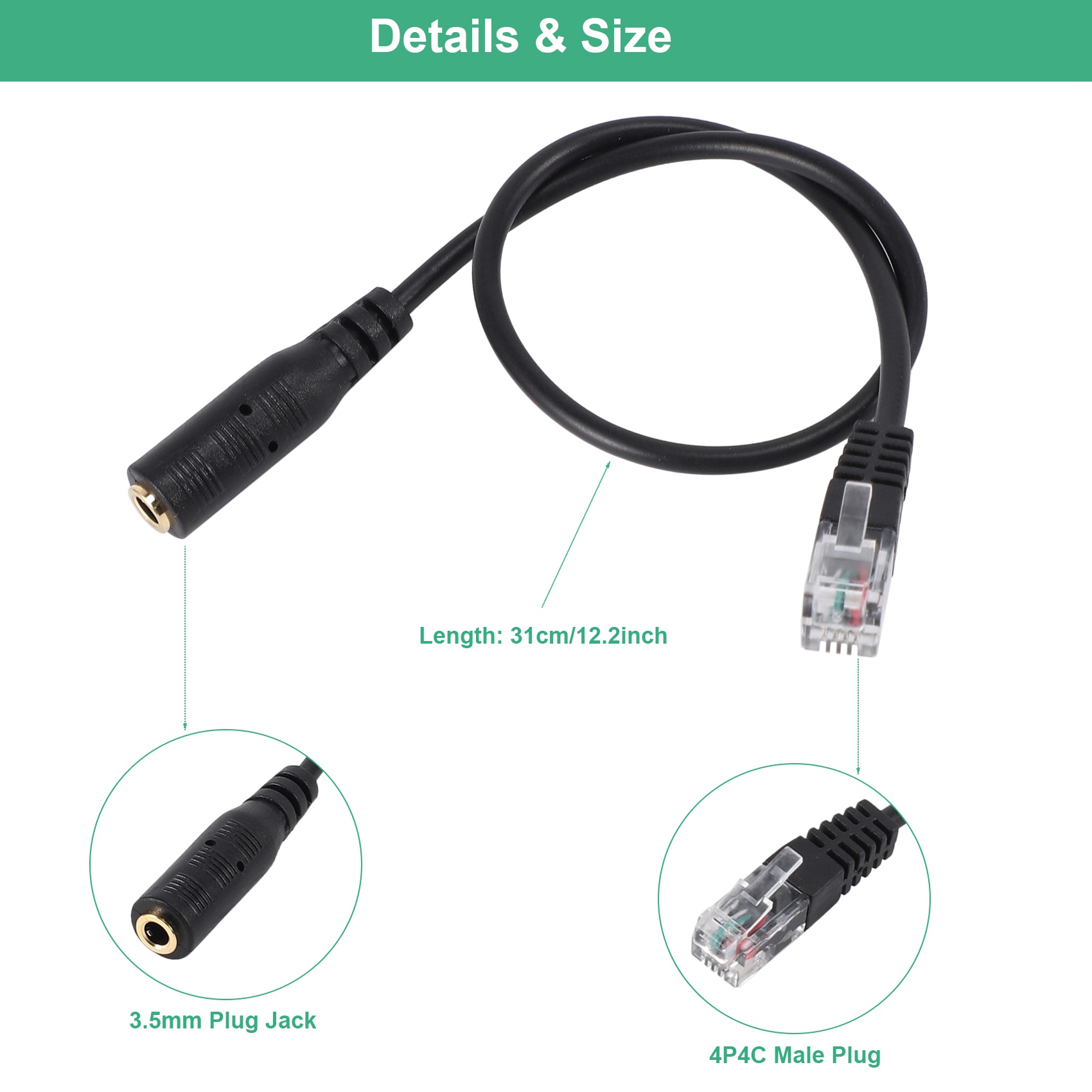 3.5mm Plug Jack to RJ9 for iPh - Telephone Headset Office 리뷰 및 가격