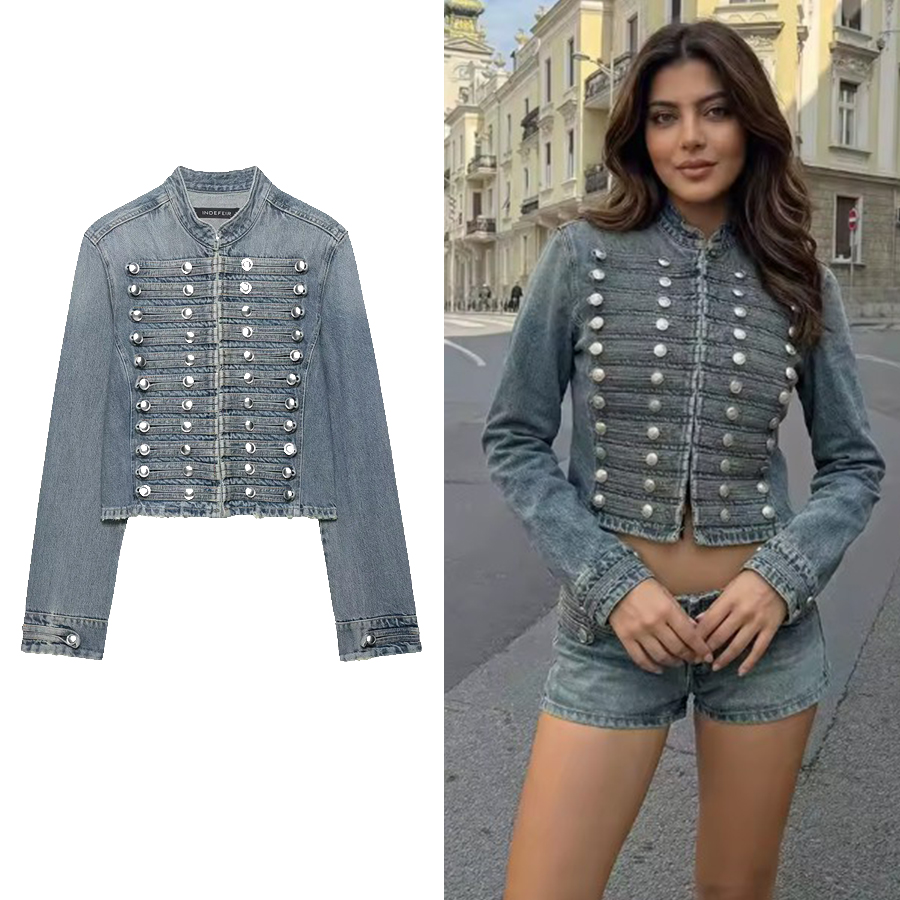 Women Holiday Chic Denim Jacke - Coat Rack Standing 리뷰 및 가격