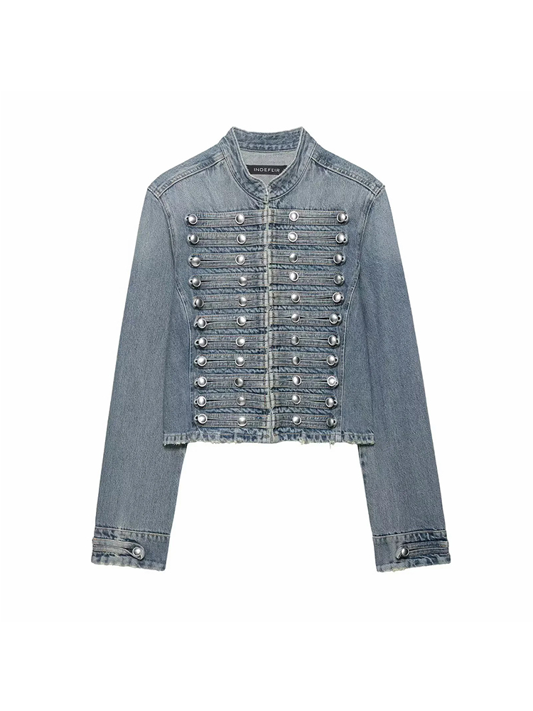 Women Holiday Chic Denim Jacke - Coat Rack Standing 리뷰 및 가격