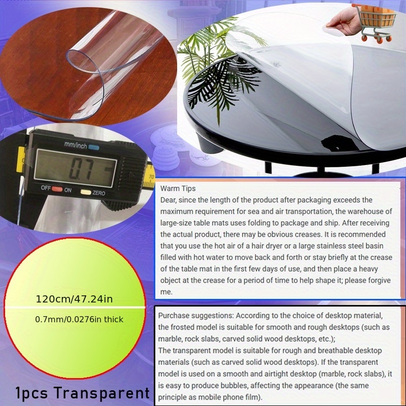 1pc 100/110/120cm Clear PVC Ro - Conference Table Round 리뷰 및 가격